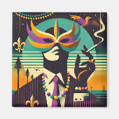 Mid Century Retro 60s Mardi Gras The Smoking Man Magneet (Voorkant)