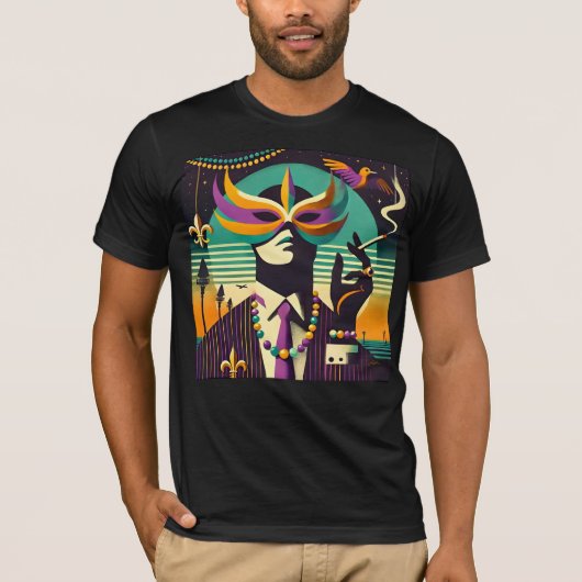 Mid Century Retro 60s Mardi Gras The Smoking Man T-shirt (Voorkant)