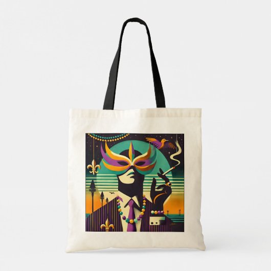 Mid Century Retro 60s Mardi Gras The Smoking Man Tote Bag (Achterkant)
