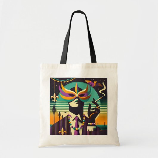Mid Century Retro 60s Mardi Gras The Smoking Man Tote Bag (Voorkant)