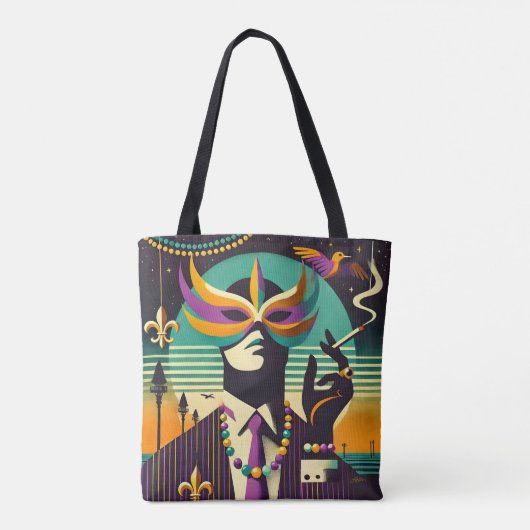 Mid Century Retro 60s Mardi Gras The Smoking Man Tote Bag (Achterkant)