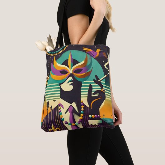 Mid Century Retro 60s Mardi Gras The Smoking Man Tote Bag (Dichtbij)