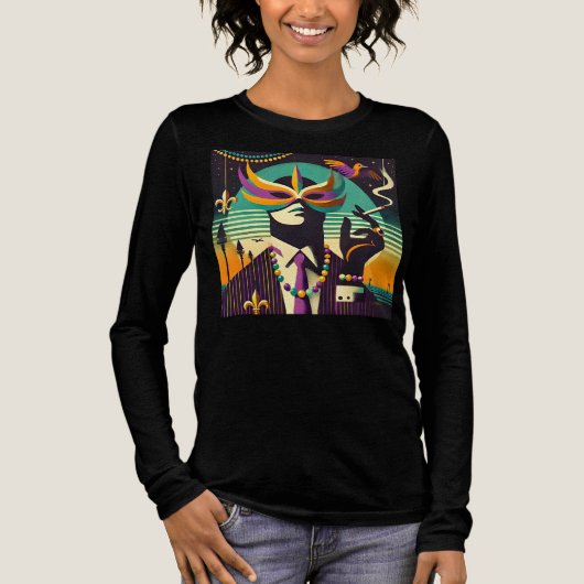 Mid Century Retro 60s Mardi Gras The Smoking Man Tri-Blend Shirt (Voorkant)