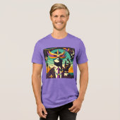 Mid Century Retro 60s Mardi Gras The Smoking Man Tri-Blend Shirt (Voorkant volledig)