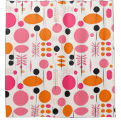 Mid Century Retro Abstract Patroon Roze & Sinaasap Douchegordijn (Voorkant)