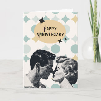 Mid-Century Retro Anniversary Greeting Card Kaart