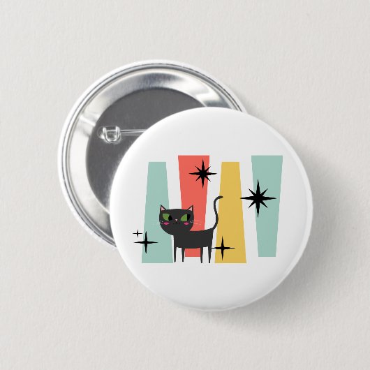 Mid Century Retro Cat  Ronde Button 5,7 Cm (Voorkant /achterkant)