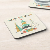 Mid-Century Retro Christmas Trees Bier Onderzetter (Linkerzijde)