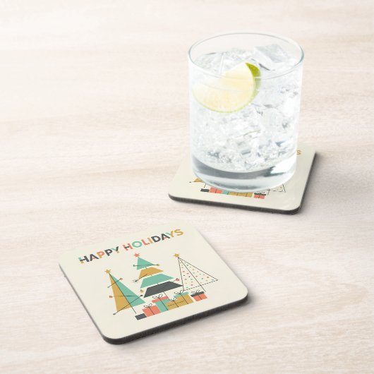 Mid-Century Retro Christmas Trees Bier Onderzetter (Rechterzijde)