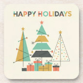 Mid-Century Retro Christmas Trees Bier Onderzetter (Voorkant)