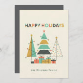 Mid-Century Retro Christmas Trees Feestdagenkaart (Voorkant / Achterkant)