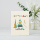 Mid-Century Retro Christmas Trees Feestdagenkaart (Staand voorkant)