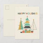 Mid-Century Retro Christmas Trees Feestdagenkaart (Voorkant / Achterkant)