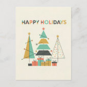 Mid-Century Retro Christmas Trees Feestdagenkaart (Voorkant)