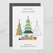 Mid-Century Retro Christmas Trees Kaart (Voorkant / Achterkant)