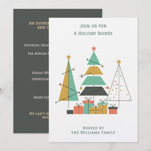 Mid-Century Retro Christmas Trees Kaart (Voorkant / Achterkant)