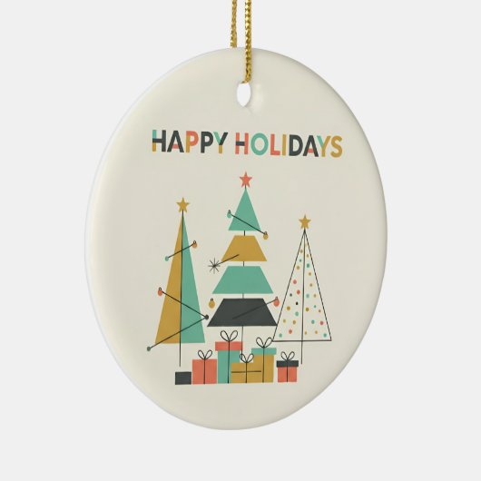 Mid-Century Retro Christmas Trees Keramisch Ornament (Rechts)