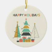 Mid-Century Retro Christmas Trees Keramisch Ornament (Voorkant)