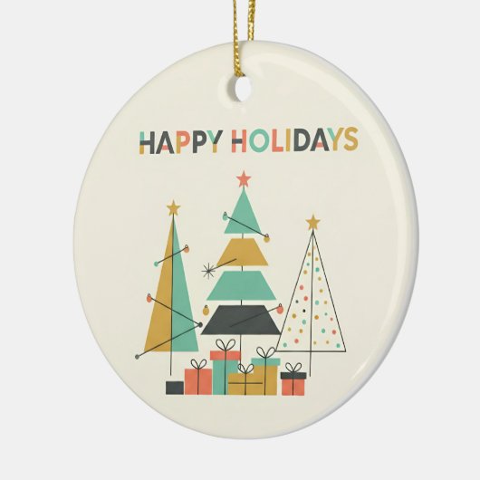 Mid-Century Retro Christmas Trees Keramisch Ornament (Links)