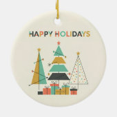 Mid-Century Retro Christmas Trees Keramisch Ornament (Achterkant)