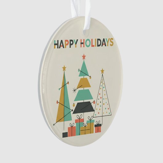 Mid-Century Retro Christmas Trees Ornament (voorkant)