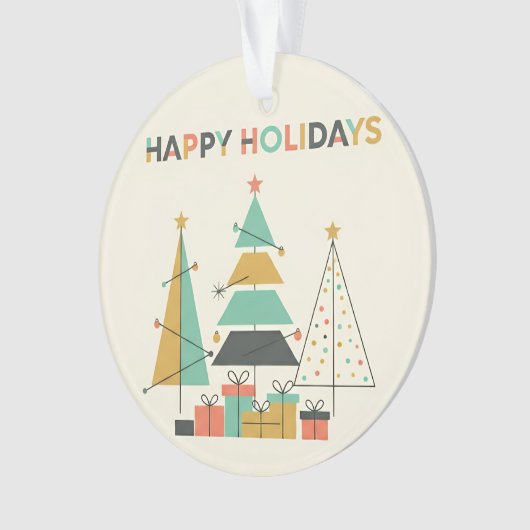 Mid-Century Retro Christmas Trees Ornament (voorkant)