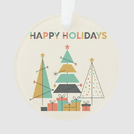 Mid-Century Retro Christmas Trees Ornament (voorkant)