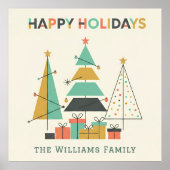 Mid-Century Retro Christmas Trees Poster (Voorkant)