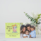 Mid Century Retro Elf 1 Foto Kerst Leuk Gedicht Feestdagenkaart (Staand voorkant)