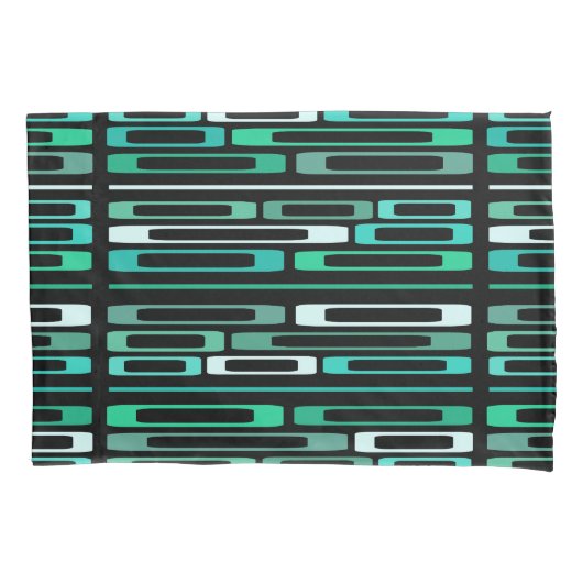 Mid Century Retro Flat Rocks Zwart Turquoise Kussensloop (Voorkant)