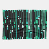 Mid Century Retro Flat Rocks Zwart Turquoise Theedoek (Horizontaal)