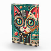 Mid Century Retro Futuristische Circuit Cat Fotoblokken (Rechts)