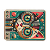 Mid Century Retro Futuristische Circuit Cat Magneet (Horizontaal)