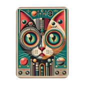 Mid Century Retro Futuristische Circuit Cat Magneet (Verticaal)