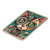 Mid Century Retro Futuristische Circuit Cat Magneet (Linkerzijde)