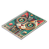 Mid Century Retro Futuristische Circuit Cat Notitieboek (Linkerzijde)