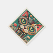 Mid Century Retro Futuristische Circuit Cat Servet (Hoek)