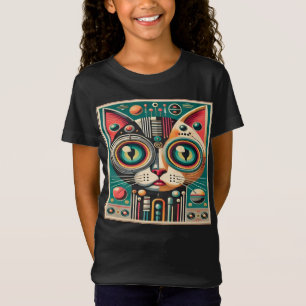Mid Century Retro Futuristische Circuit Cat T-shirt