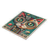 Mid Century Retro Futuristische Circuit Cat Tegeltje (Zijkant)