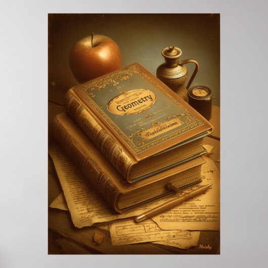 Mid-Century Retro Geometry Book – Timeless Knowled Poster (Voorkant)