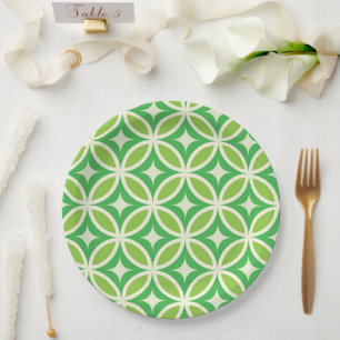 Mid Century Retro Groene Starbursts op cirkels Papieren Bordje