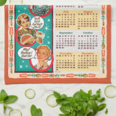 Mid-Century Retro Huisvrouw Kalender Handdoek 2025 (Gevouwen)