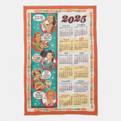 Mid-Century Retro Huisvrouw Kalender Handdoek 2025 (Verticaal)