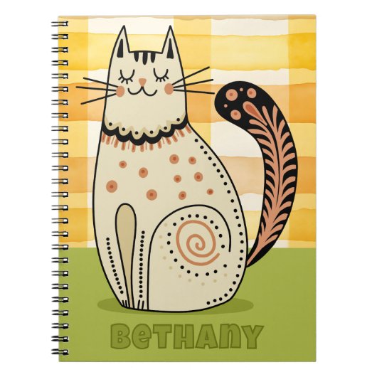 Mid Century Retro Kitty Cat Custom Notitieboek (Voorkant)