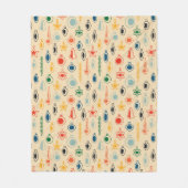 Mid Century Retro Patroon met Kerstboom Speelgoed Fleece Deken (Voorkant)