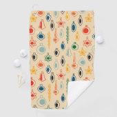 Mid Century Retro Patroon met Kerstboom Speelgoed Golfhanddoek (Insitu)