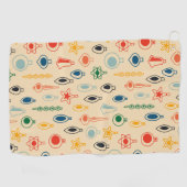 Mid Century Retro Patroon met Kerstboom Speelgoed Golfhanddoek (Horizontaal)