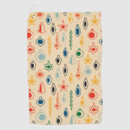 Mid Century Retro Patroon met Kerstboom Speelgoed Golfhanddoek