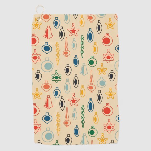 Mid Century Retro Patroon met Kerstboom Speelgoed Golfhanddoek (Voorkant)
