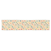 Mid Century Retro Patroon met Kerstboom Speelgoed Korte Tafelloper (Horizontaal)